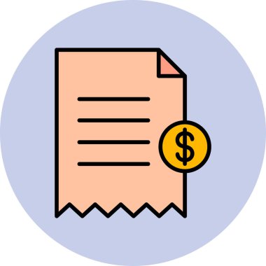 Alışveriş makbuzu, web simgesi basit illüstrasyon