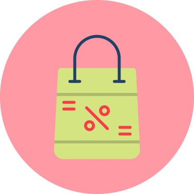 İndirimli indirimli çanta, basit alışveriş çantası web simgesi 