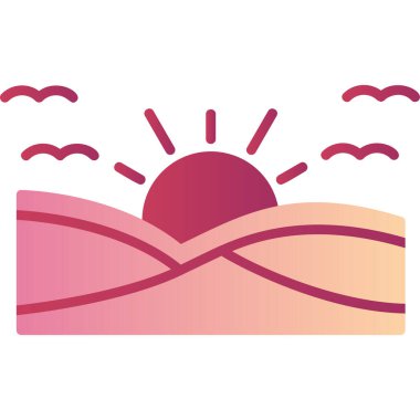 Günbatımı simgesi, vektör illüstrasyonu