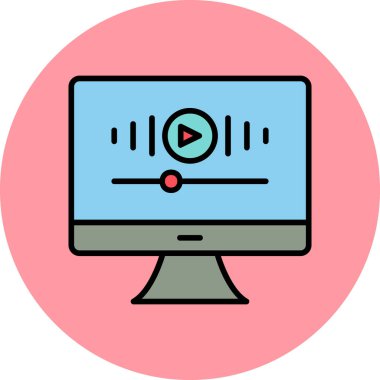 Müzik videosu modern simgesi, vektör illüstrasyonu