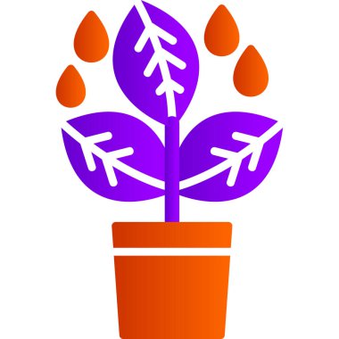 Tencerede basit bir bitki yetiştirmek. Web simgesi basit illüstrasyon