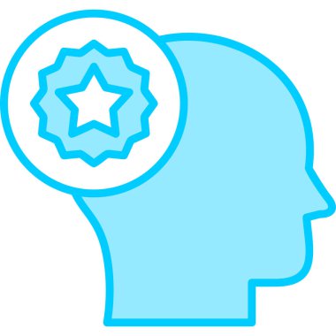 Düz bir yıldız ikonu olan insan kafası. Vektör çizimi. En sevdiği sembol