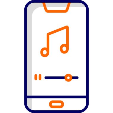 Mobil Müzik Oynatıcı simgesi, akıllı telefon aygıtının dijital illüstrasyonu 
