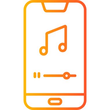 Mobil Müzik Oynatıcı simgesi, akıllı telefon aygıtının dijital illüstrasyonu 