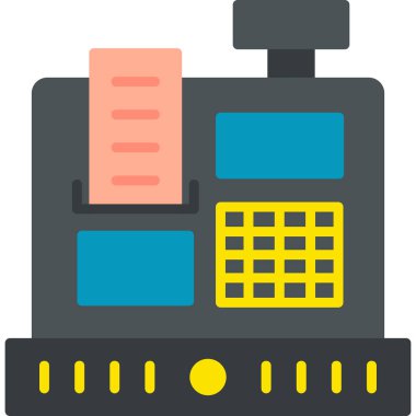 Kasiyer makinesi, web basit simge illüstrasyonu