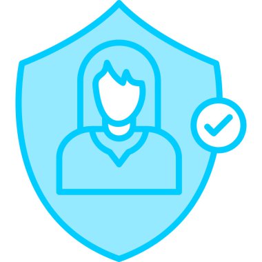 Güvenli bir kadın. Web simgesi basit illüstrasyon