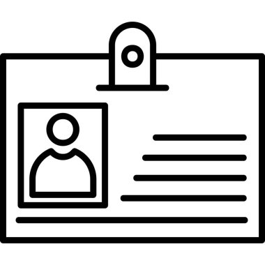 Kimlik kartı simgesi, vektör illüstrasyonu basit tasarım