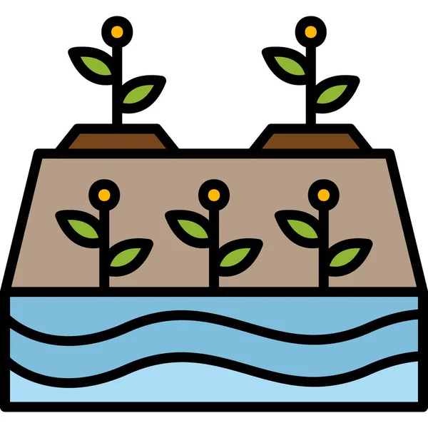 水栽地种植植物的图例 — 图库矢量图片