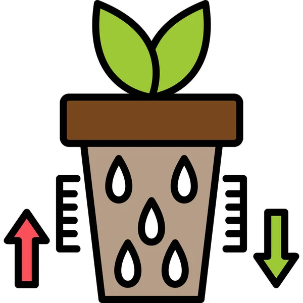 Nível Água Planta Planta Crescente Pote Ícone Web Ilustração Simples —  Vetores de Stock