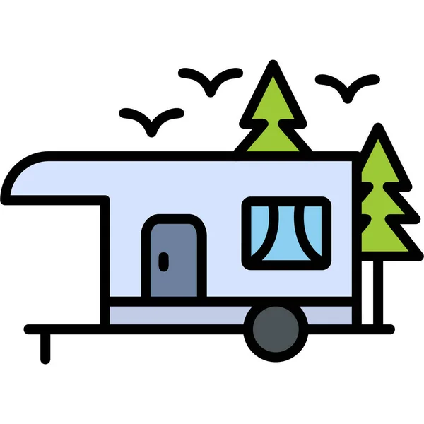 Camping Trailer Nowoczesny Ikona Wektor Ilustracja — Wektor stockowy
