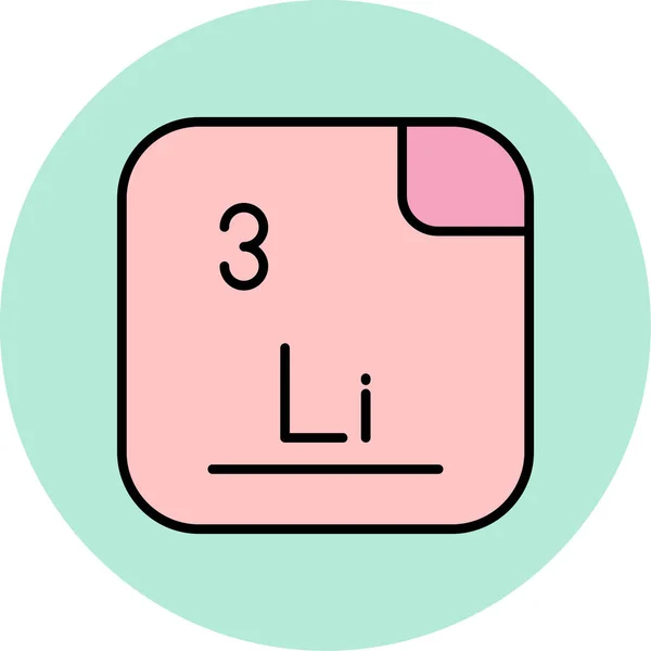 Litio Elemento Chimico Con Simbolo Numero Atomico Metallo Alcalino Bianco — Vettoriale Stock