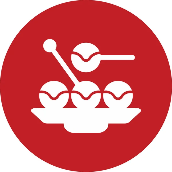 Ilustrasi Vektor Ikon Makanan Takoyaki - Stok Vektor