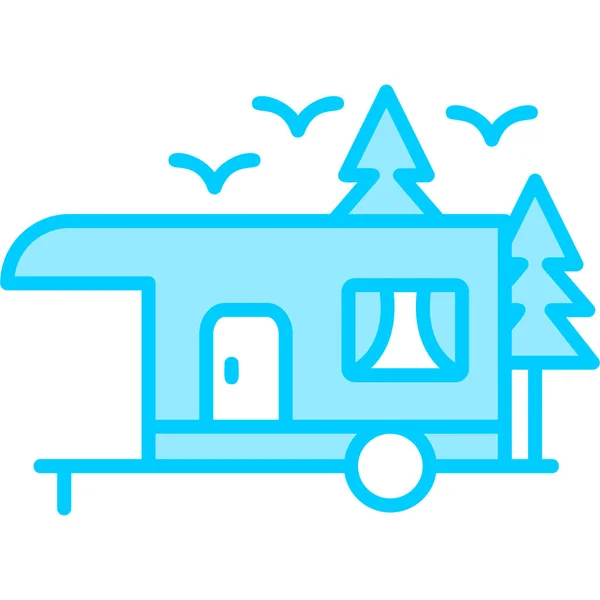 Camping Trailer Modern Icon Vector Illustration — Stock Vector