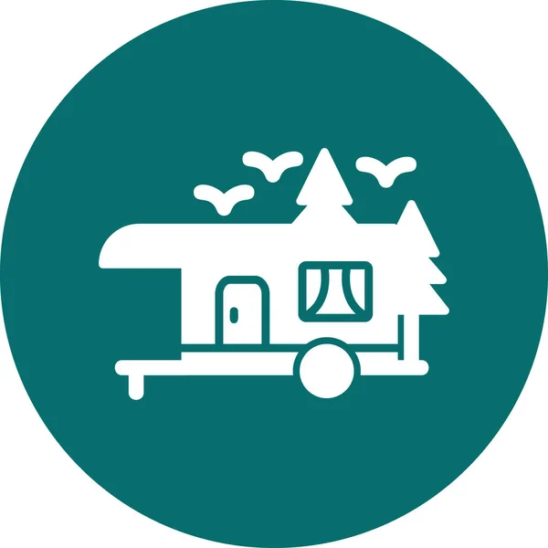 Camping Remolque Moderno Icono Vector Ilustración — Vector de stock