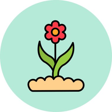 simple illustration of flower growing in soil 