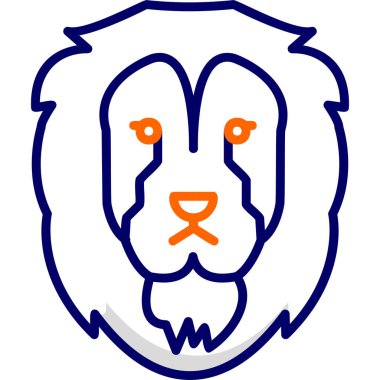 cartoon lion head logo, flat icon illustration