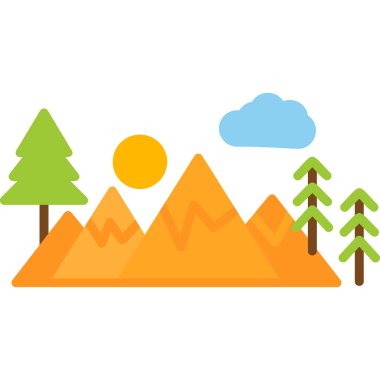 Peyzaj. Web simgesi basit illüstrasyon