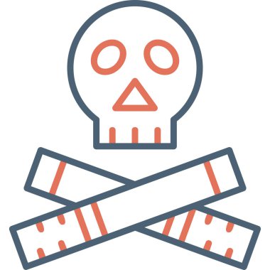 Kafatası ve Sigara. Web simgesi vektör illüstrasyonu