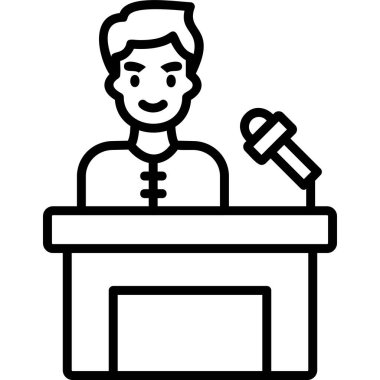 Basın toplantısı. Web simgesi vektör illüstrasyonu