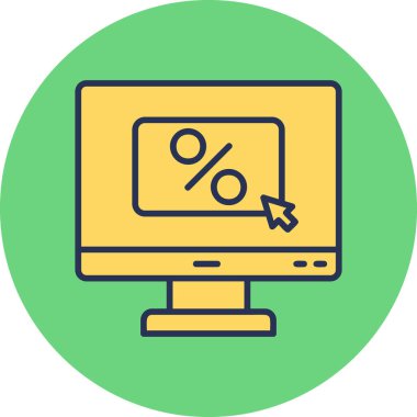 Online İndirim. Web simgesi vektör illüstrasyonu 