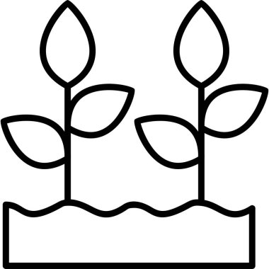 Toprak ve büyüyen bitkiler. Web simgesi basit illüstrasyon