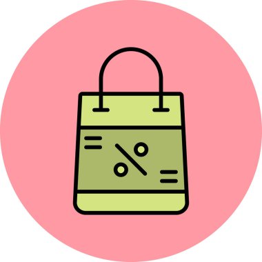 İndirimli indirimli çanta, basit alışveriş çantası web simgesi 