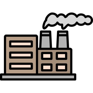 Nükleer santral simgesi, vektör illüstrasyonu basit tasarım