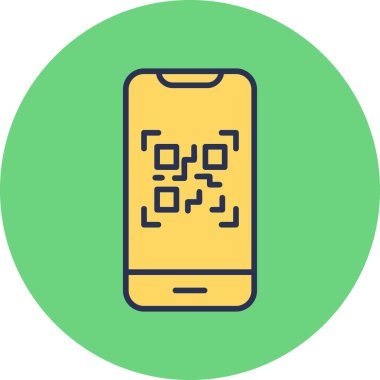 QR kodlu cep telefonu, web illüstrasyon tasarımı