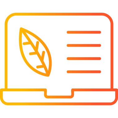  Bilgisayar ekranında bitki yaprağı var. Web simgesi basit illüstrasyon 