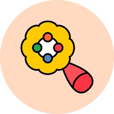 Çıngırak oyuncağı simgesi, vektör illüstrasyonu basit tasarım