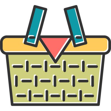 Piknik sepeti. Web simgesi basit illüstrasyon