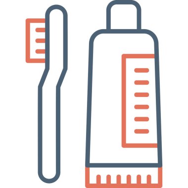 graphic cartoon art illustration of Tooth Cleaning with brush 