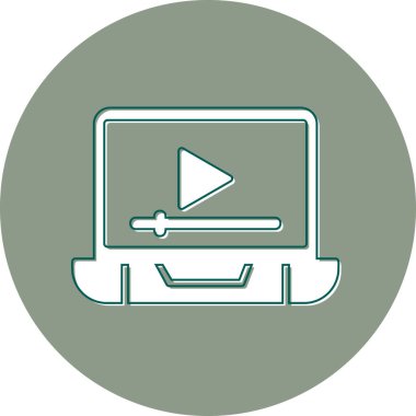 dizüstü bilgisayar ekran simgesi. Video Reklamının düz çizimi 
