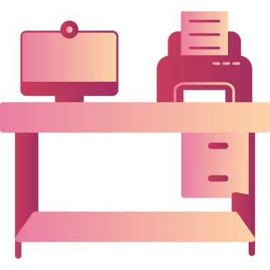 İş yeri düz vektör simgeleri ayarlandı