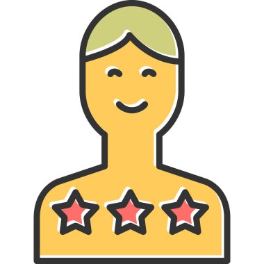 Tatmin duygusu, avatar simgesi, kullanıcı iletişimi düz vektör çizimi