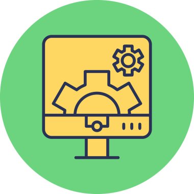 Bilgisayar Ayarları. Web simgesi basit illüstrasyon