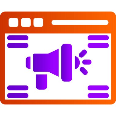 Online advertising with megaphone. Web icon simple illustration