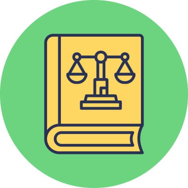 Adalet kitabı simgesi, modern tasarım illüstrasyonu