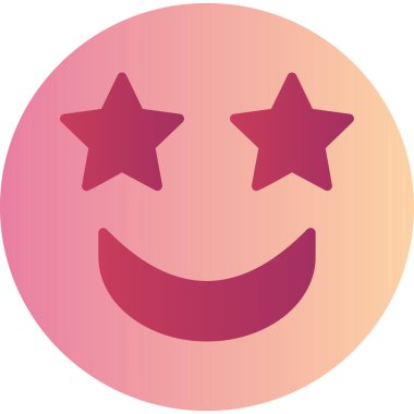 Gülümseyen heyecanlı ifade. Basit resimleme