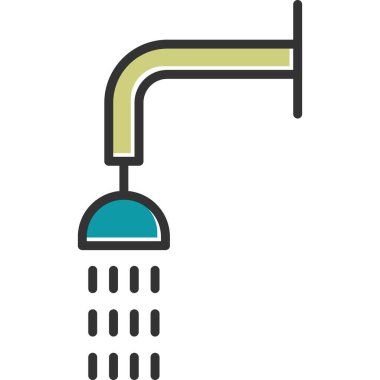 Duş ikonu. beyaz renk vektör illüstrasyonu