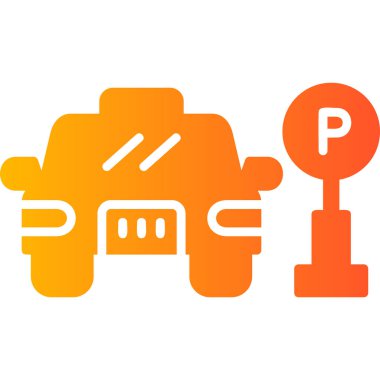 Arabalı park levhası, park alanı. Web simgesi basit illüstrasyon