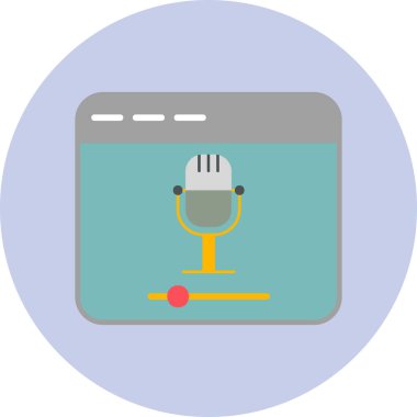 mikrofon, Çevrimiçi Kayıt Ağı simgesi Basit illüstrasyon