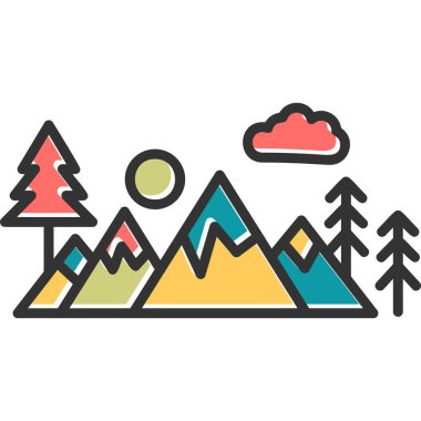 Peyzaj. Web simgesi basit illüstrasyon