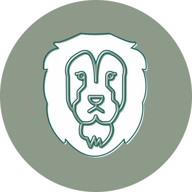 cartoon lion head logo, flat icon illustration