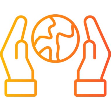 Dünya işaret çizgisi simgesi ile el, Biyosfer 