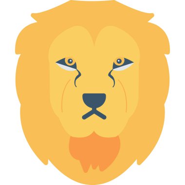 cartoon lion head logo, flat icon illustration