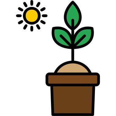 Fotosentez. Web simgesi vektör illüstrasyonu