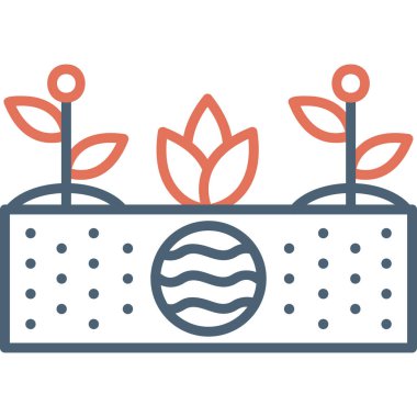 Toprak ve büyüyen bitkiler. Web simgesi basit illüstrasyon