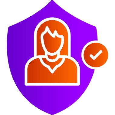 Güvenli bir kadın. Web simgesi basit illüstrasyon