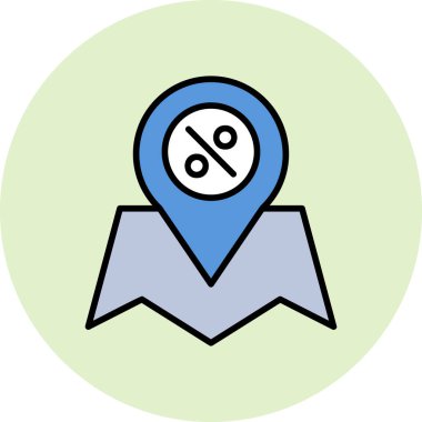 Location pin with percent sign. web icon simple illustration